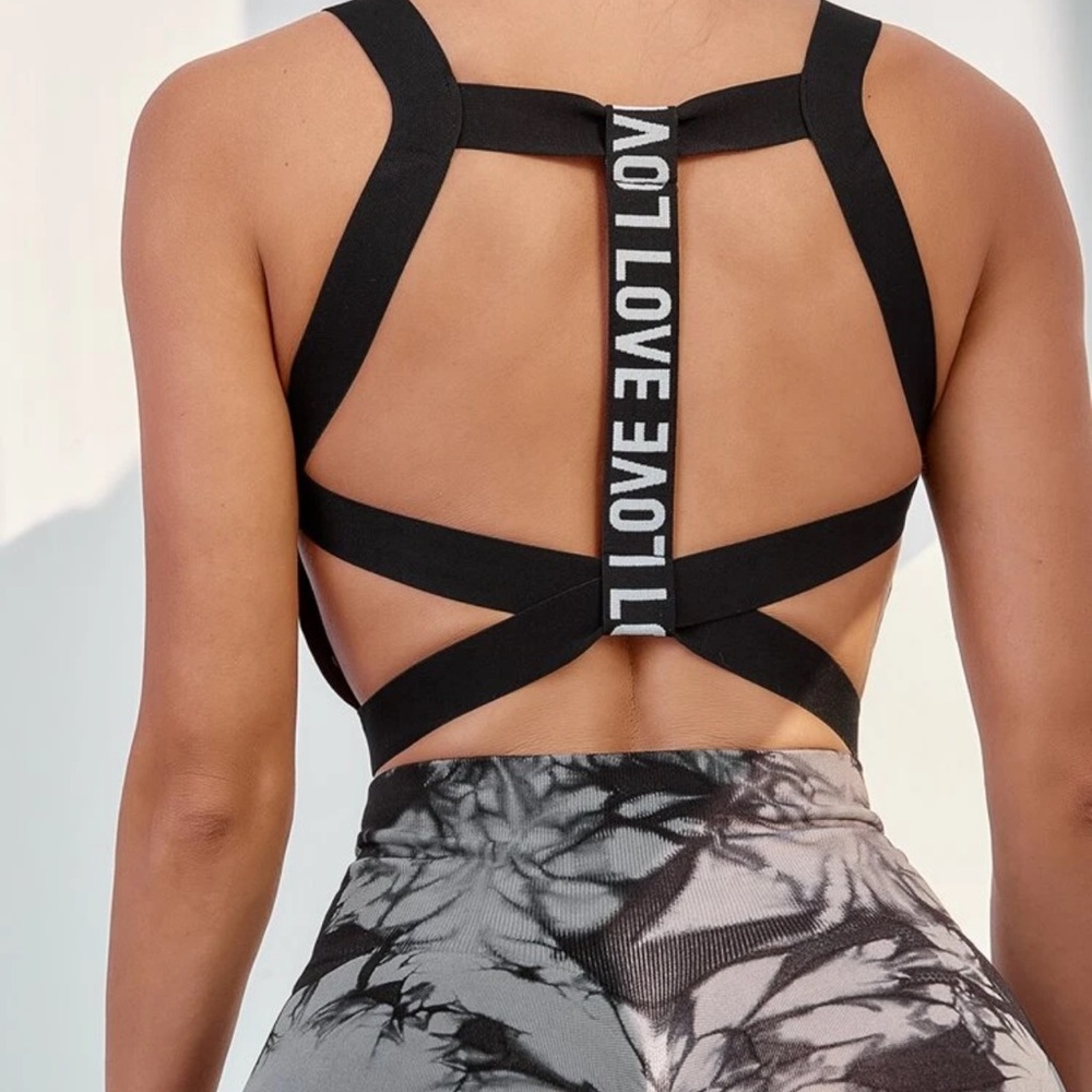 Black Strappy Sports Bra